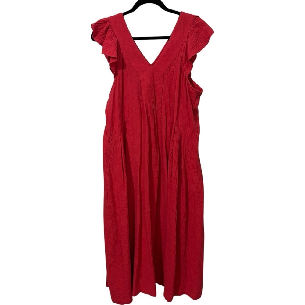 Umgee Red Midi Dress with Flutter Sleeves